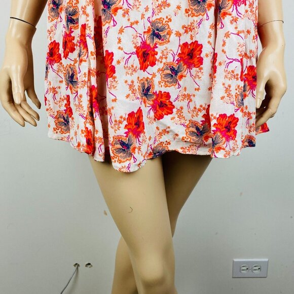 Astr The Label Pink Orange Floral A-Line Women's Size S Lace Up Neckline Dress - Picture 3 of 8